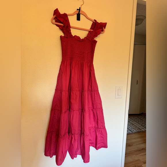 Chic Pink Ruffle Midi Dress - Picture 3 of 8